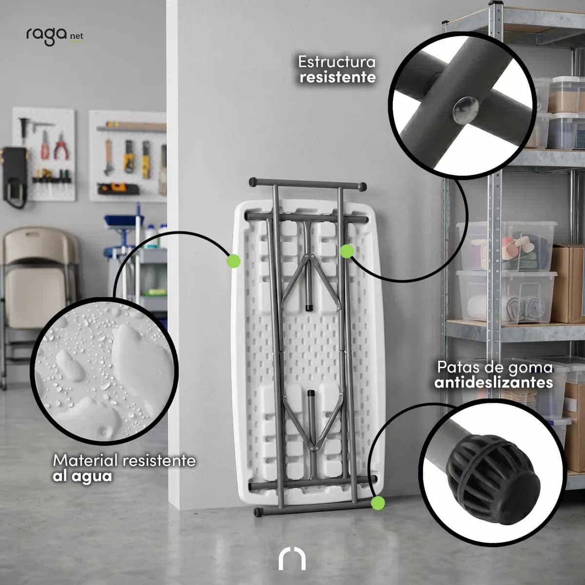 Raganet mesa de servicio chica plegable 8 elevaciones