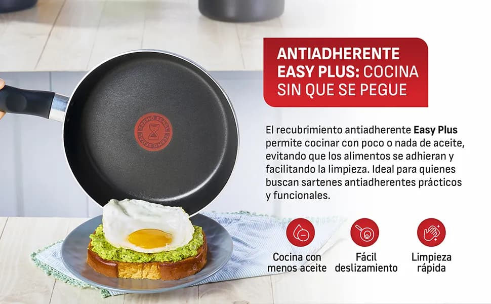 Batería de Cocina T-Fal Vital de 5 Piezas, Antiadherente 390900