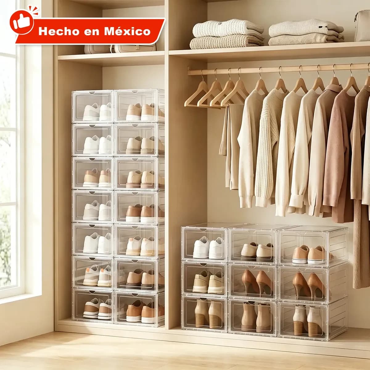 20 Cajas De Zapatos De Plástico Duro Transparente Apilable