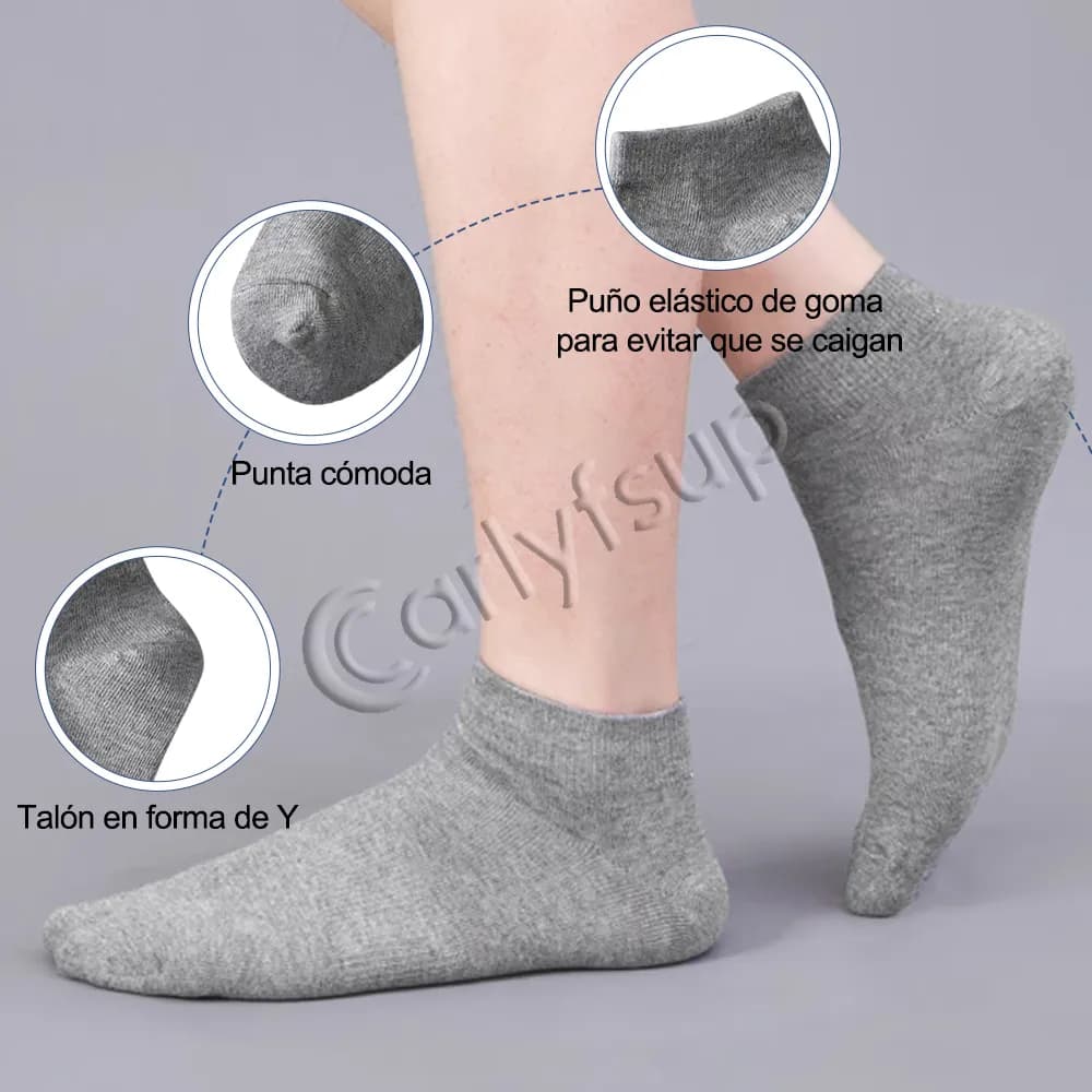 Calcetines Cortos Hombres Dama Unisex Cómodo 12 Pares