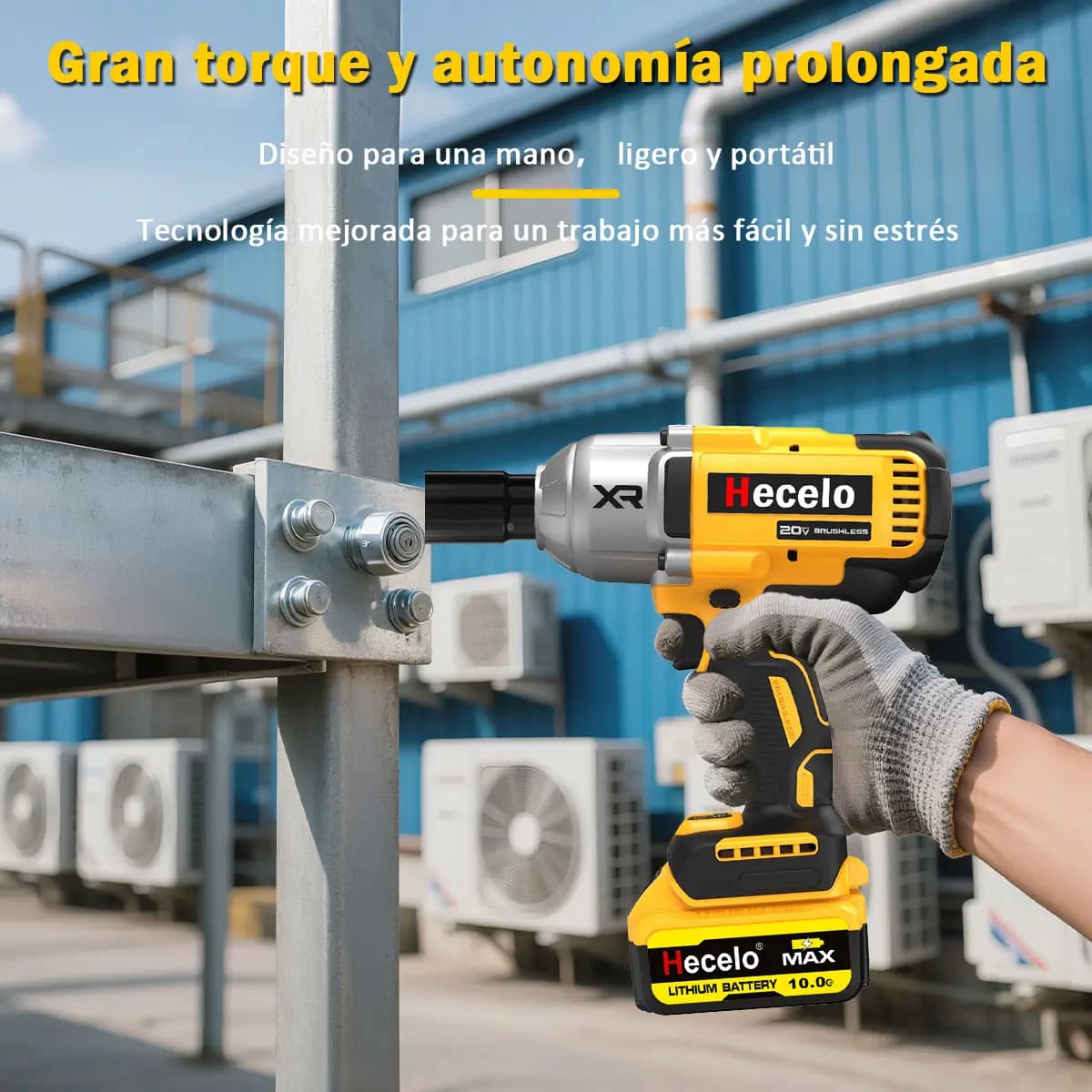 Hecelo Llave De Impacto Alto Torque 2 Batteries 1/2 Great Capacity | ¡incluye Kit De Enchufes De Regalo Y Maletín Plástico
