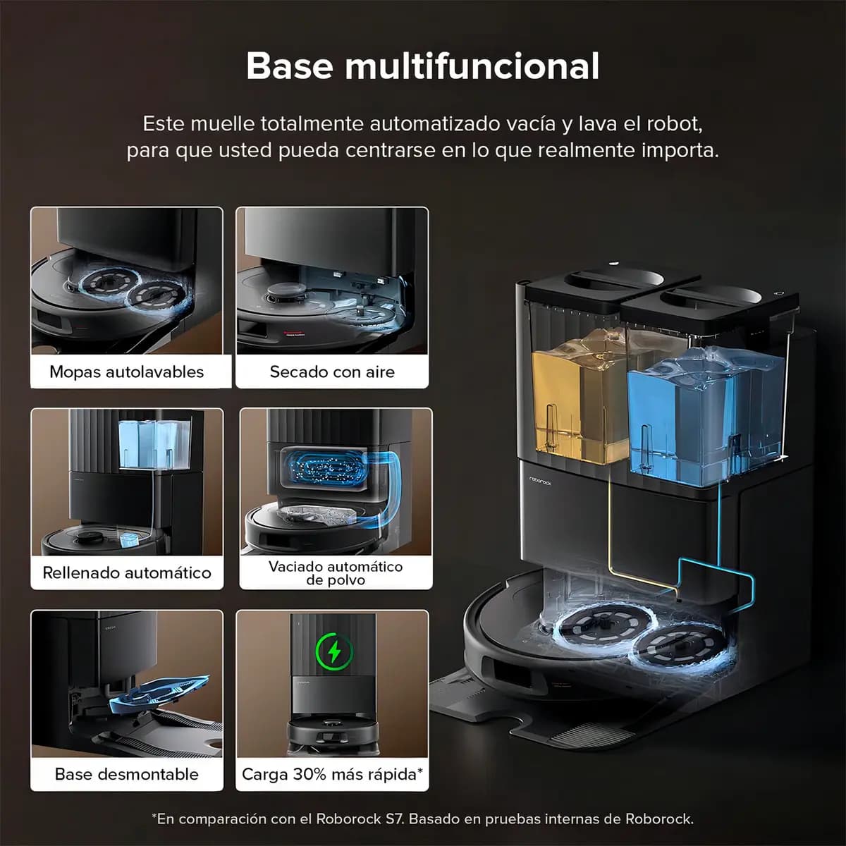 Roborock QR798 Robot Aspirador Y Trapead Base Multifuncional Negro