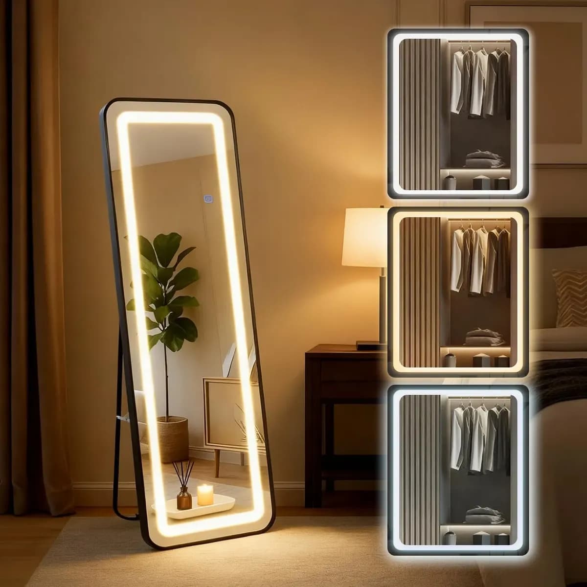 Espejos Led Touch Espejo Pared Tocador Baño Vestidor 3 Luces