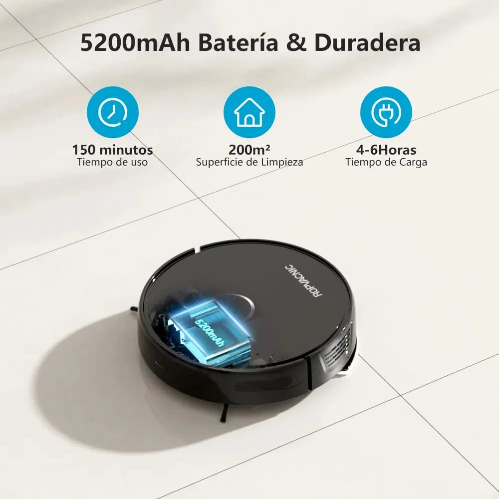 Aspiradora Robot Ropvacnic S1 con Función de Fregado y Barrido para Pelo de Mascotas y Alfombras