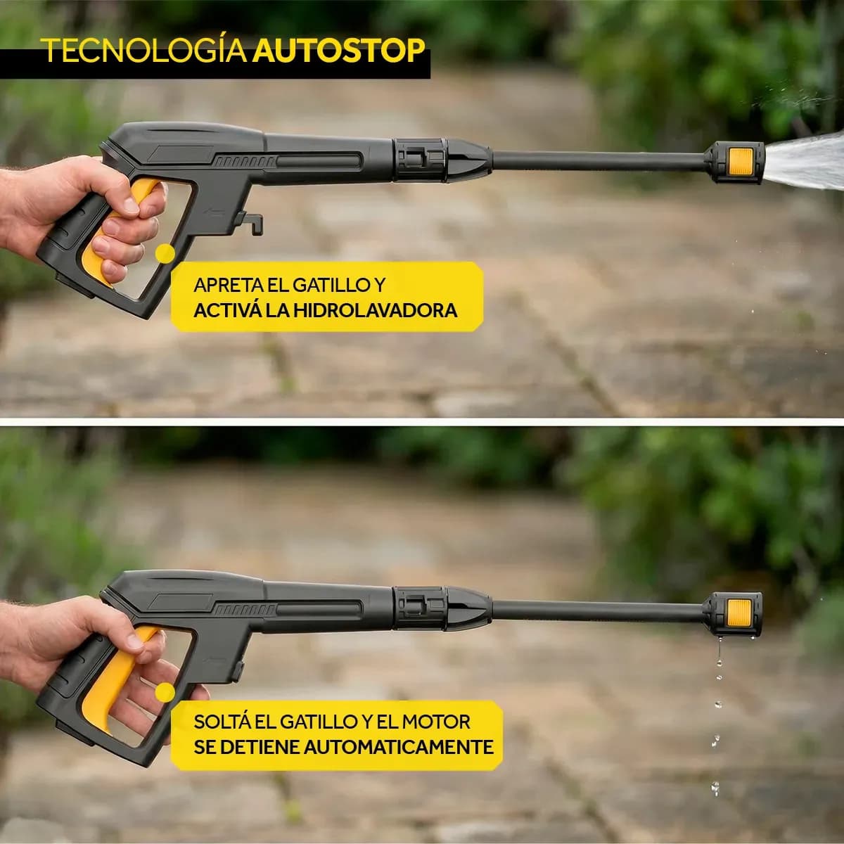 Hidrolavadora Electrica Portátil 1600 Psi 1200w Alta Presion Amarillo 60hz Para Lavar Carros