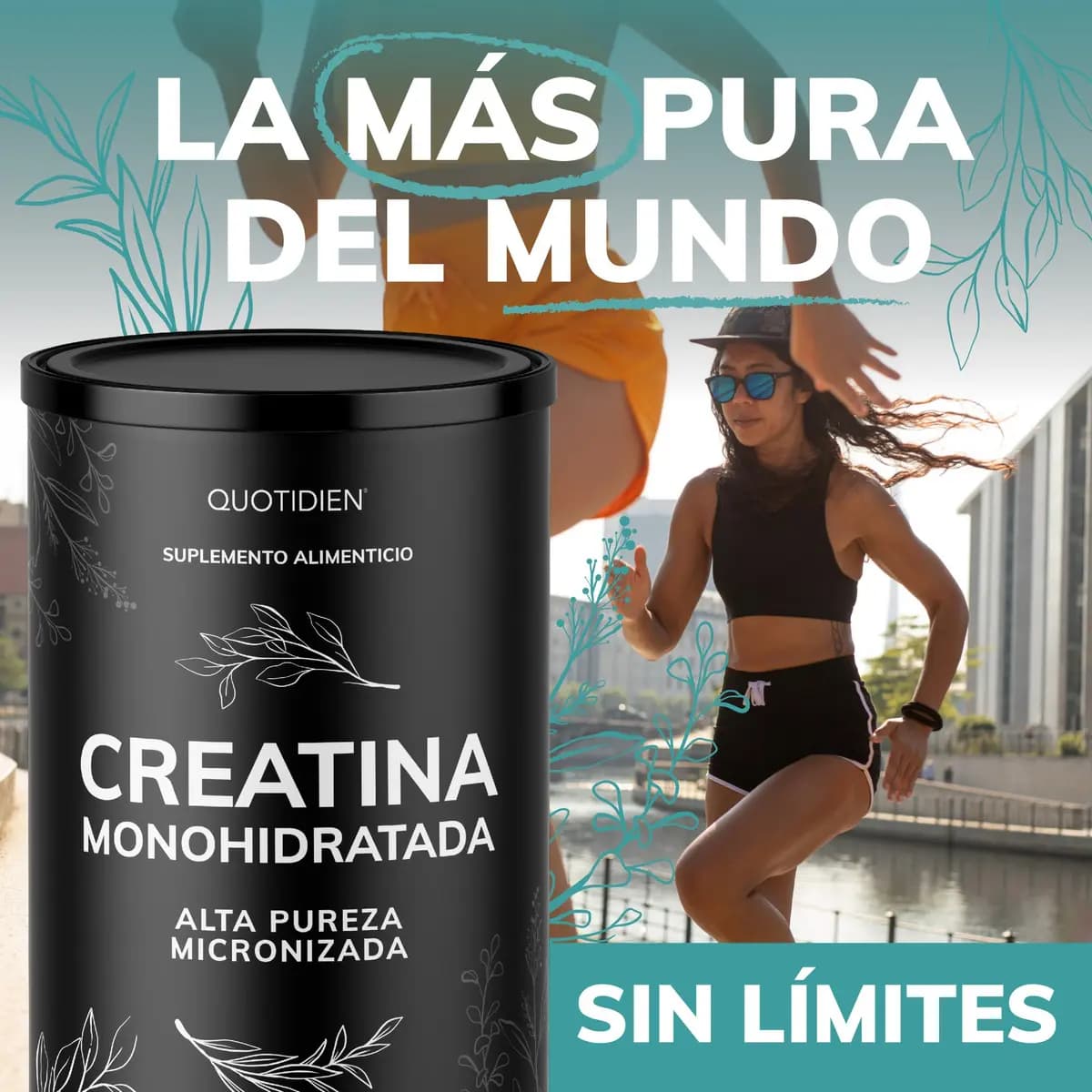 Creatina Monohidratada Micronizada en Polvo Quotidien | Alta Pureza Certificada | Con Scoop Dosificador - Creatine Monohydrate Pre Entreno -