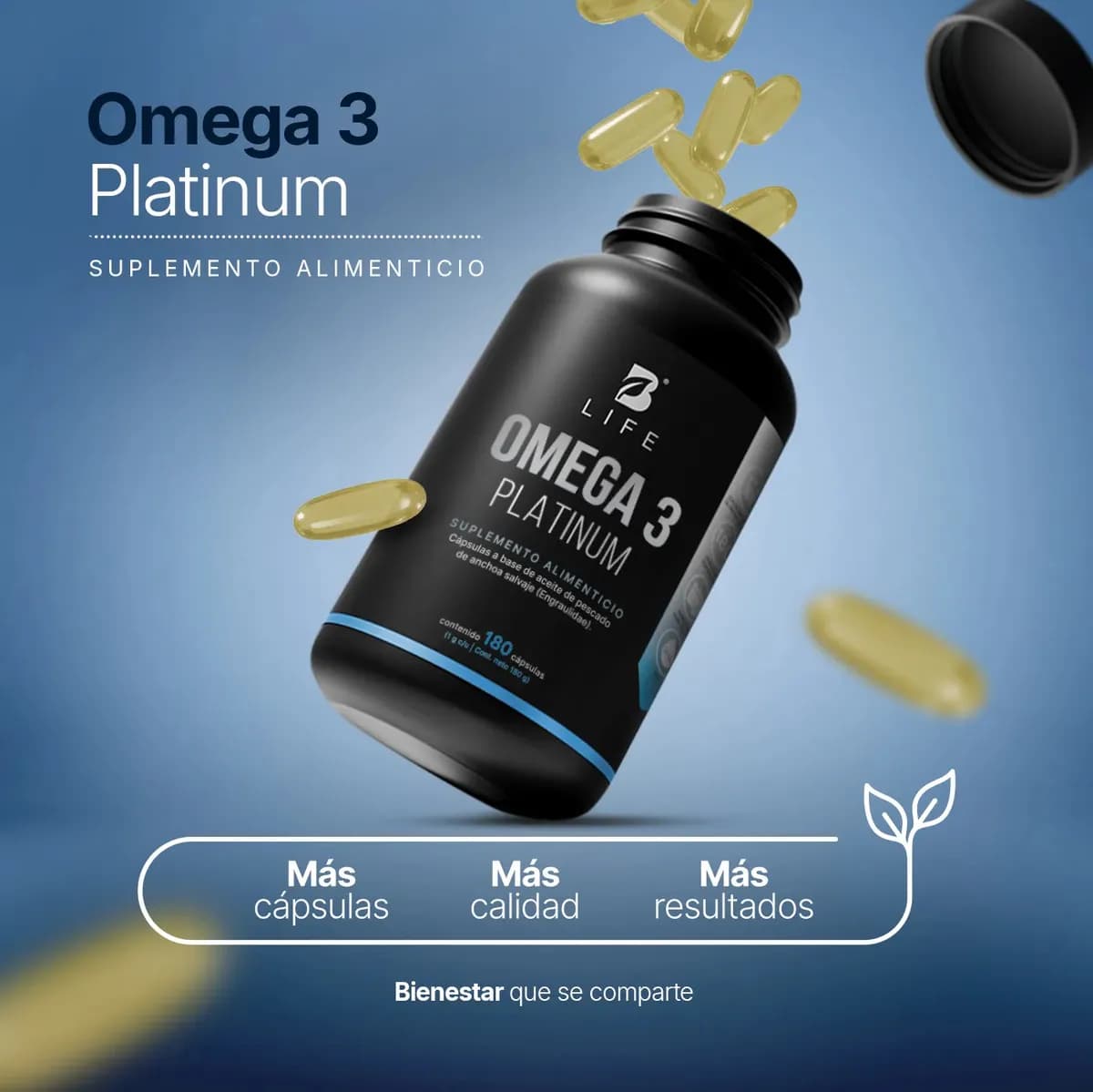 Omega 3 Platinum De 180 Cápsulas Con 1000 mg Por Porción B Life