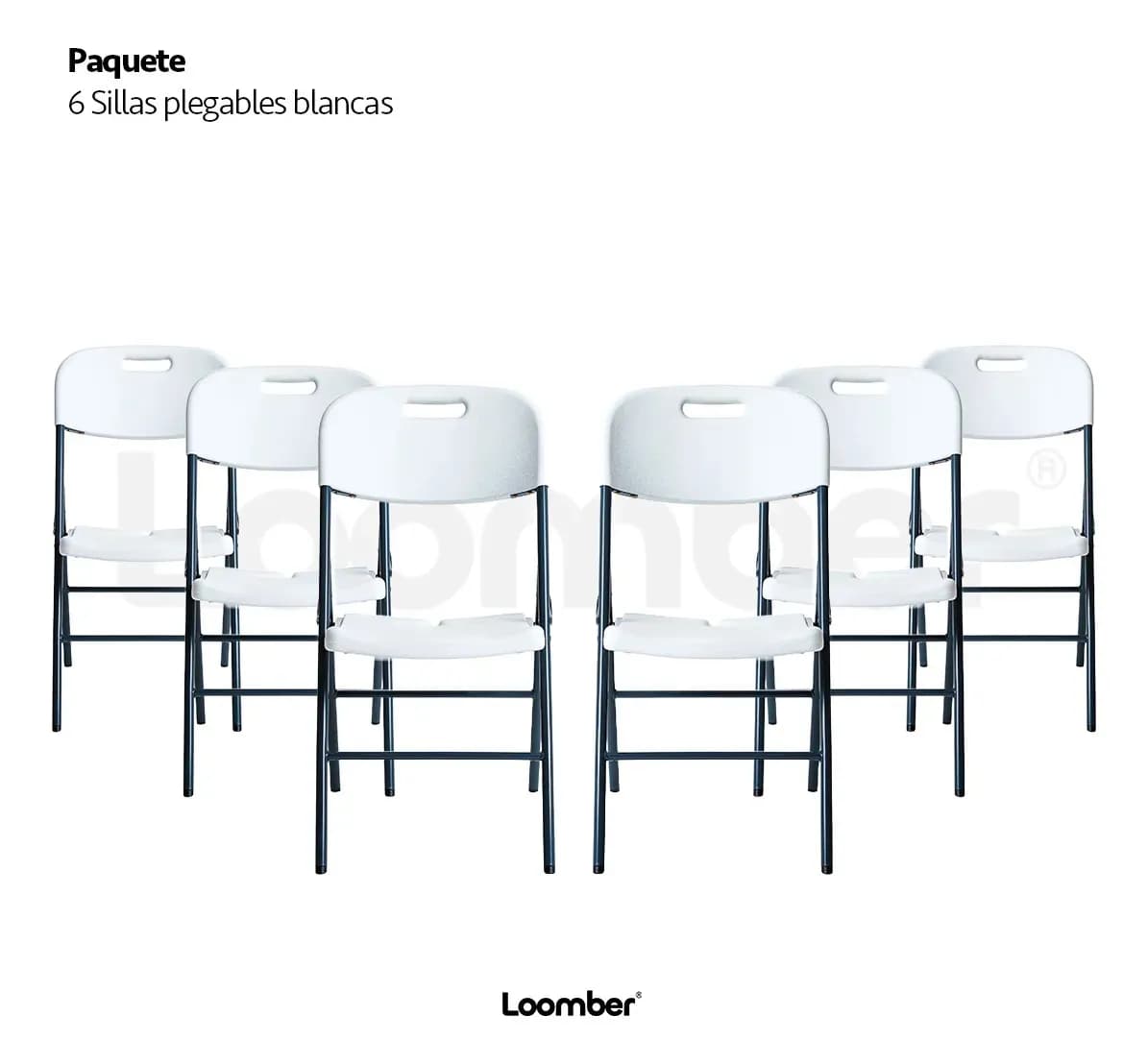 Paquete De 6 Sillas Plegables Blancas Loomber