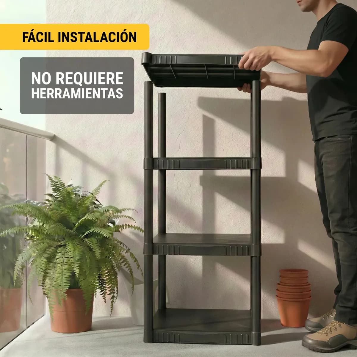 Estante Organizador De Plástico 4 Repisas Pretul Est-4p