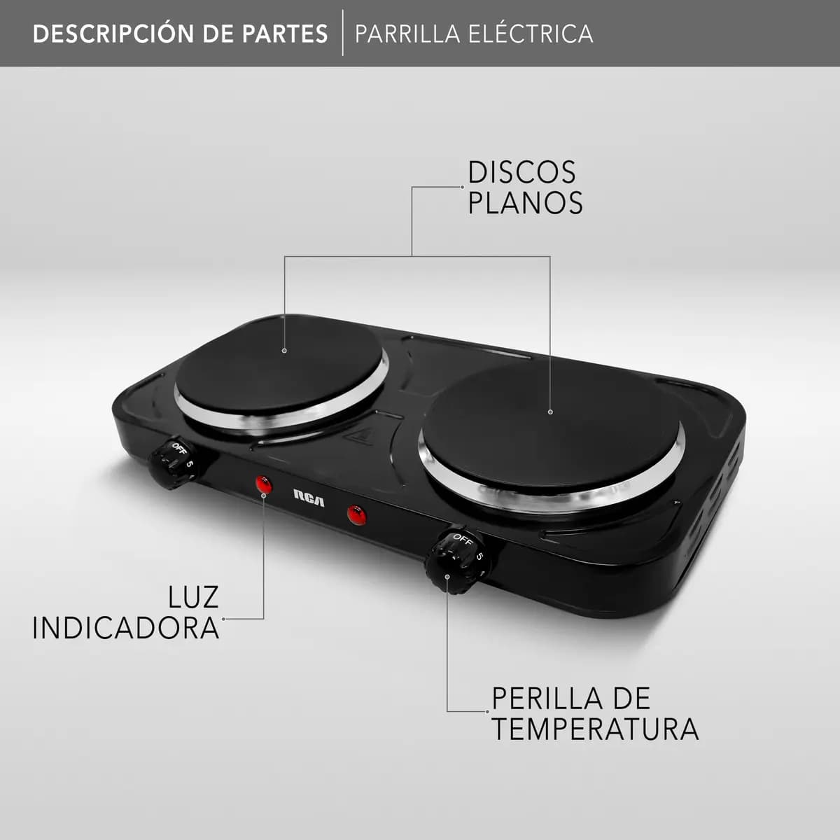 Parrilla Eléctrica Rca Rc2000n Negro 2 hornallas