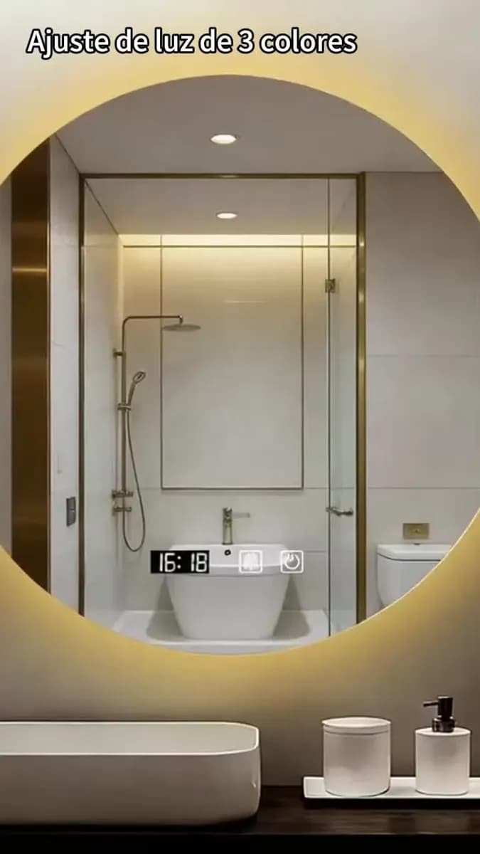 Espejo Decorativo Touch Para Baño Con Luz Led 3 Atenuaciones