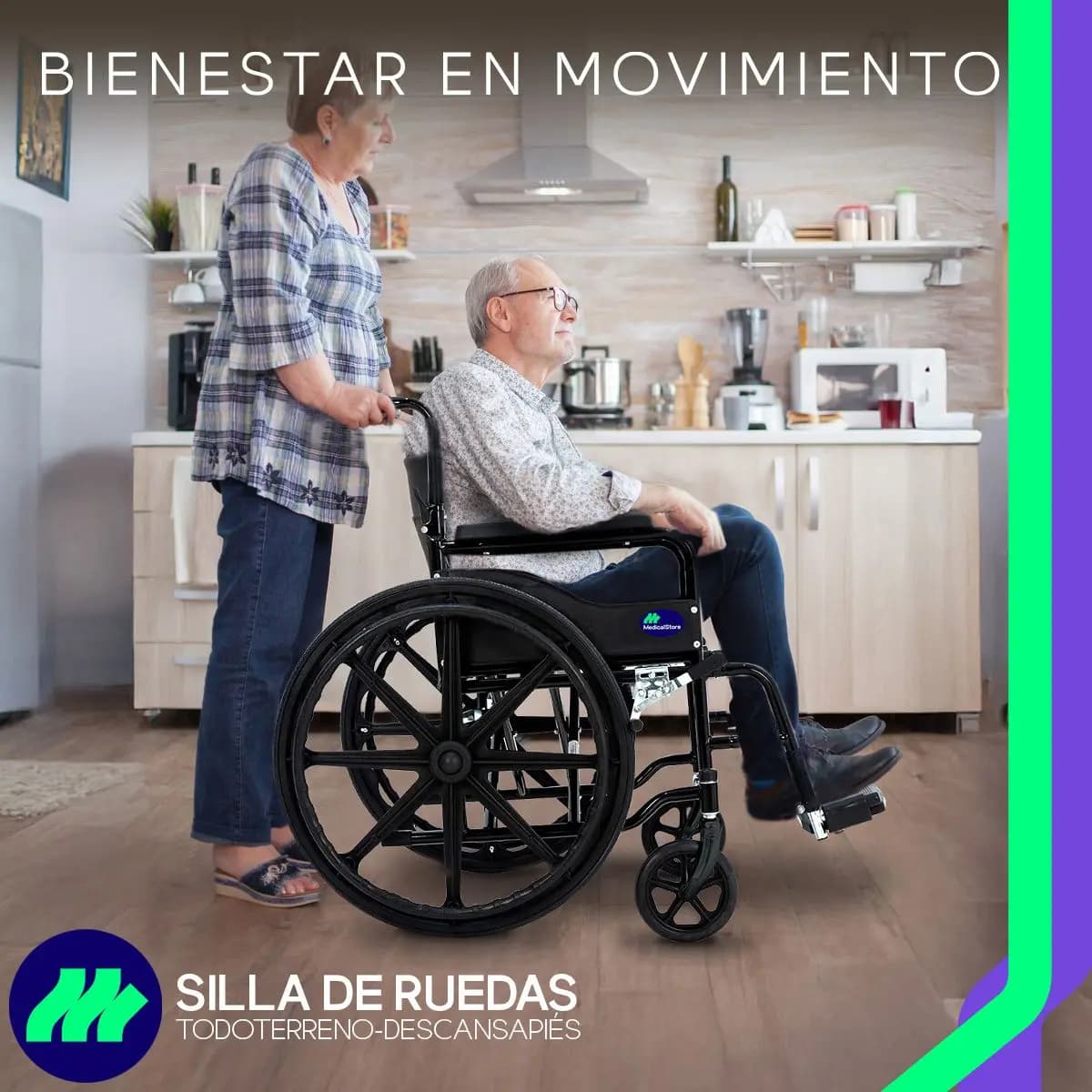 Silla de Ruedas Plegable De Lujo Acero Compacta Todo Terreno Descansabrazos Cómodos Seguros Negro Medical