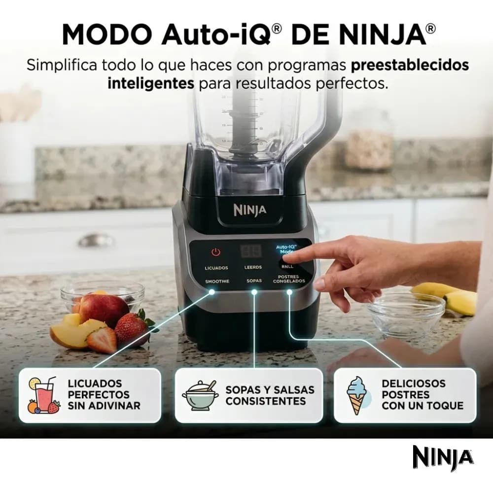 Licuadora Ninja Profesional 1000W Pantalla Táctil 72 oz Tritura Hielo