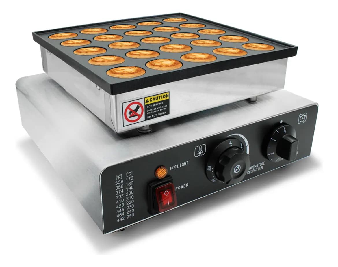 Máquina Industrial 25 Mini Hotcakes Panqueques Muffins Teflón 850W
