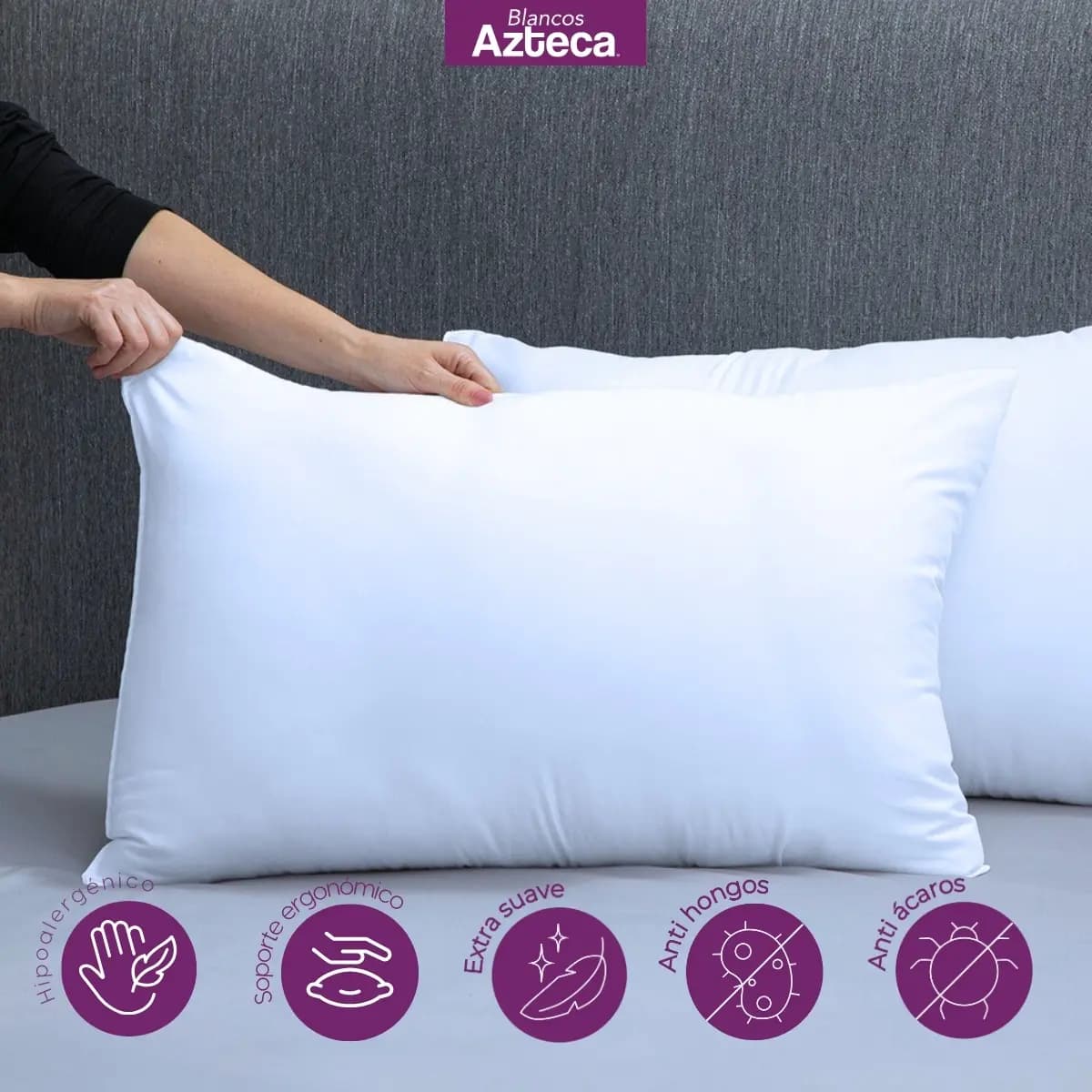 Almohadas 2 Pack Estándar Microfibra Densidad Media Blancos Azteca