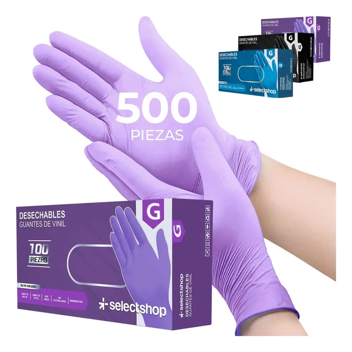 Guantes De Nitrilo Libre De Latex Sin Polvo Azul Negro