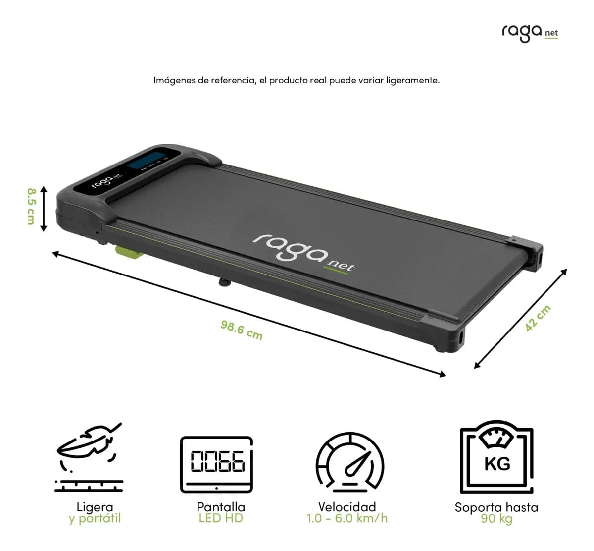 Caminadora Eléctrica 6 Km Walking Pad 2 Niveles Control Remo Negro