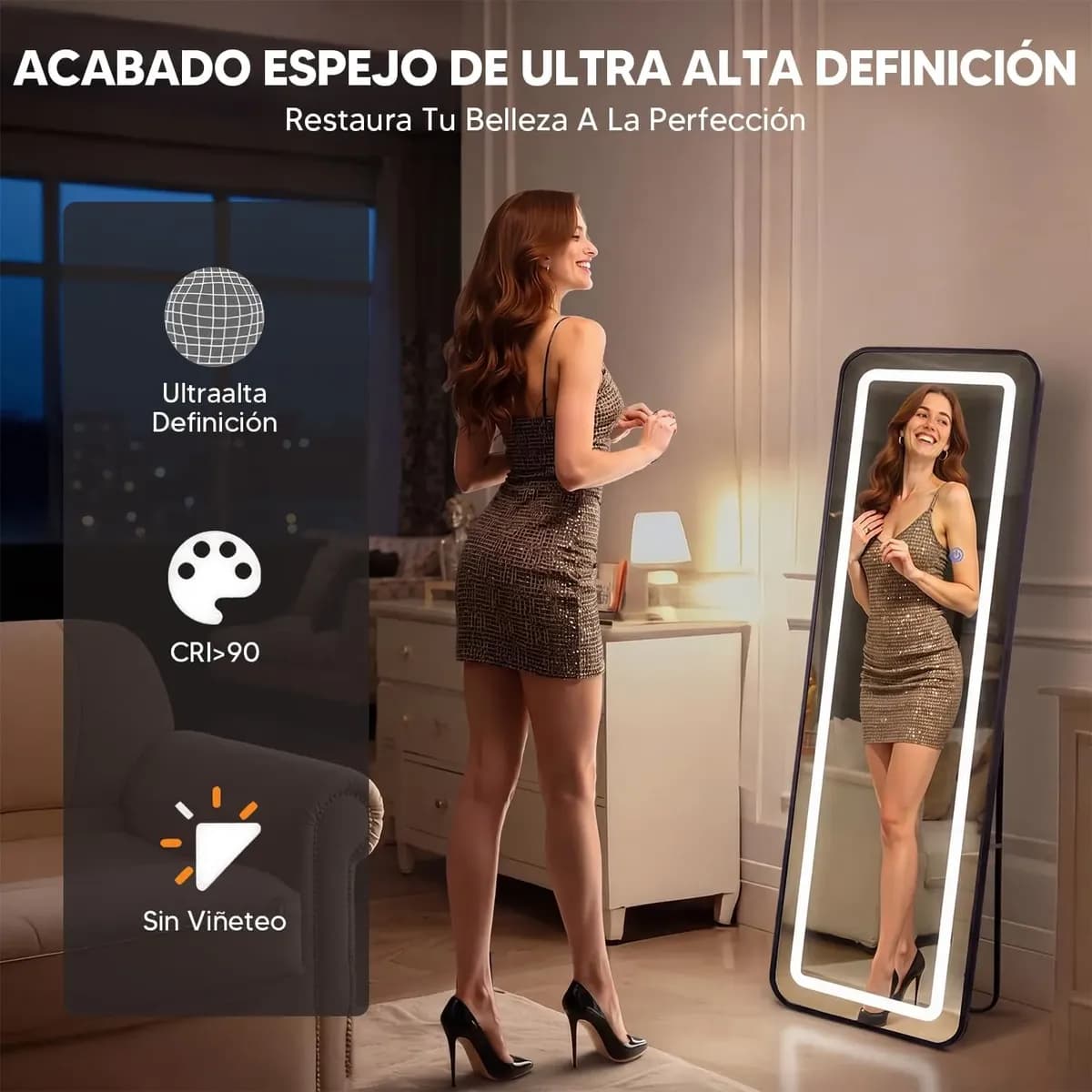 Espejos Led Touch Espejo Pared Tocador Baño Vestidor 3 Luces