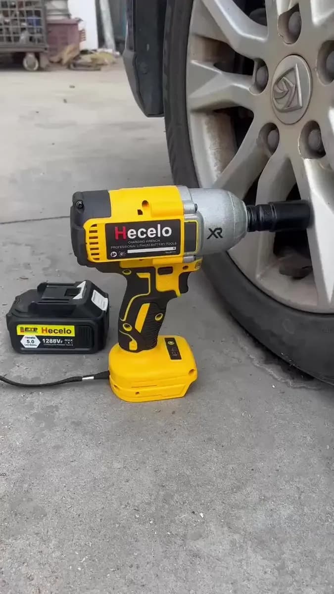 Hecelo Llave De Impacto Alto Torque 2 Batteries 1/2 Great Capacity | ¡incluye Kit De Enchufes De Regalo Y Maletín Plástico