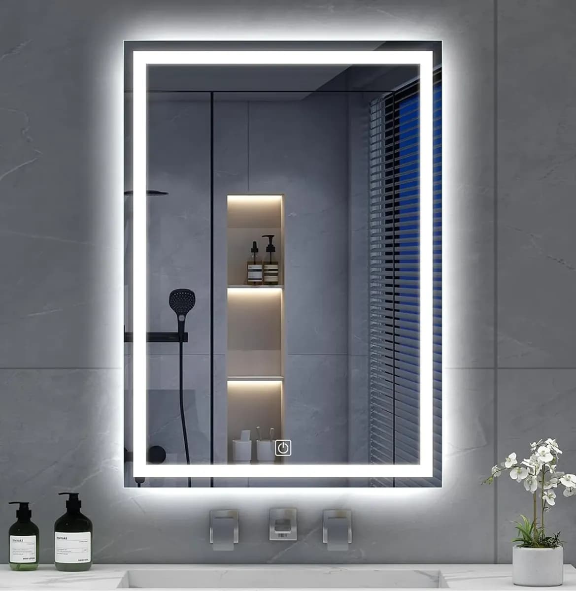 Espejo Luz Led Touch Pared Tocador Baño Vestidor   3 Luces
