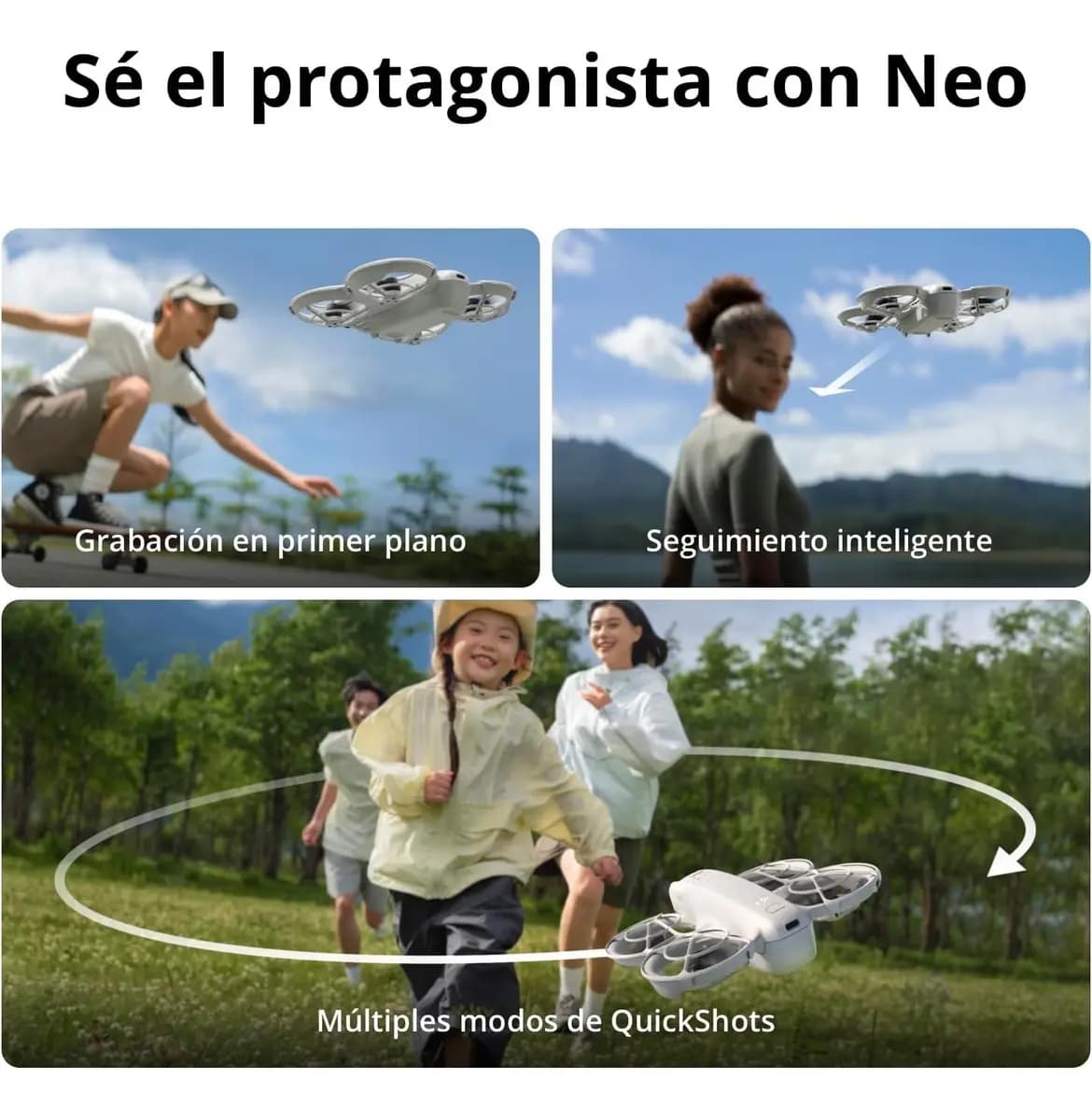 DJI Neo Pack Vuela Más, dron mini con cámara 4K UHD para adultos, Foto de 12MP, 135 g dron que vuela siguiéndote, despega desde la mano, seg