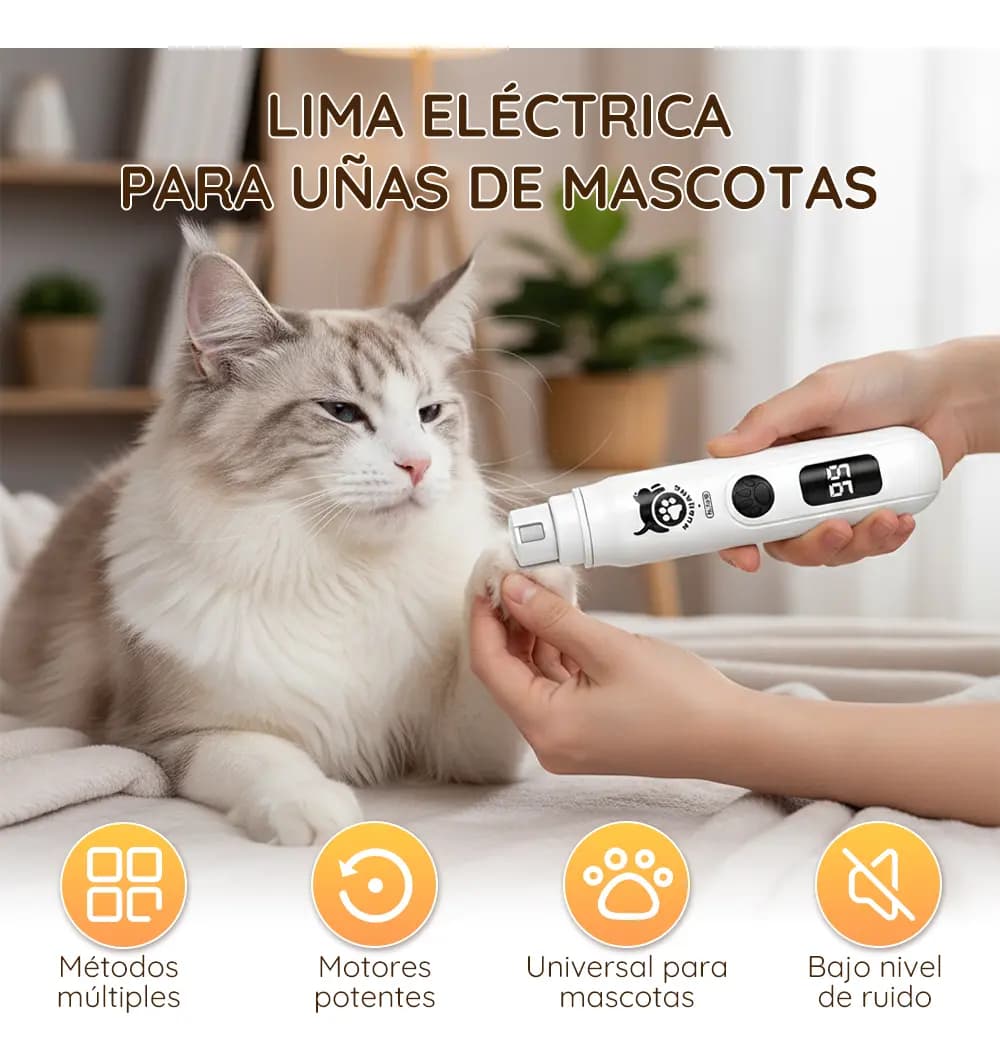 Lima Eléctrica GIEVULEO para Uñas de Perro, con USB y 3 Velocidades