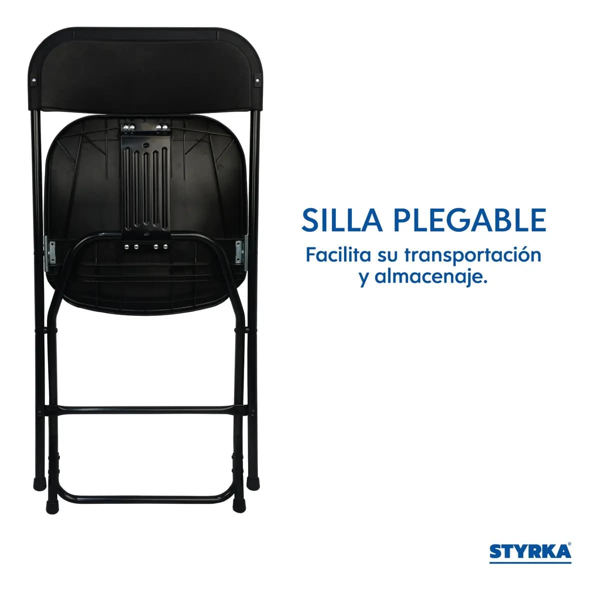 Set De 6 Sillas Plegables Plástico Reforzadas Styrka Negras Color Negro SIPL02