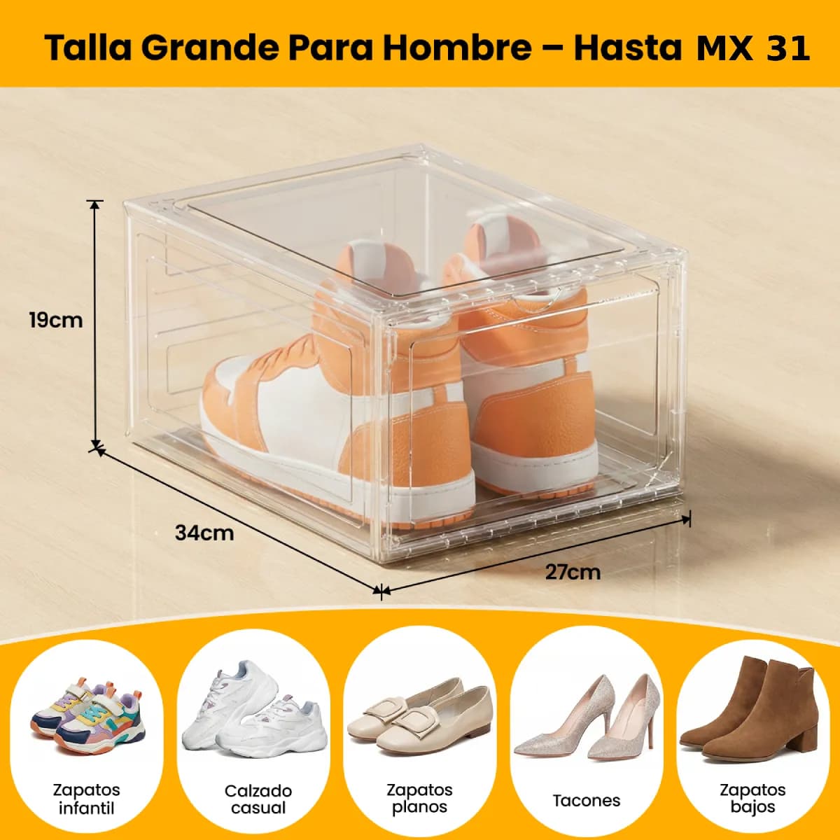 20 Cajas De Zapatos De Plástico Duro Transparente Apilable