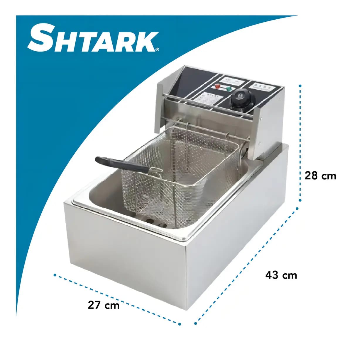 Freidora Eléctrica Industrial 6L Acero Inoxidable SHTARK 2.5kW 127V