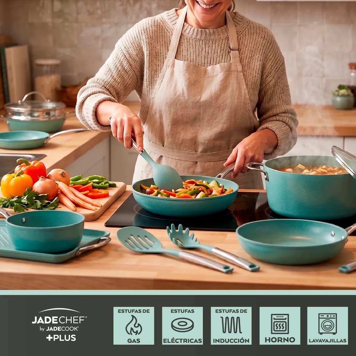 Batería De Cocina Jade Chef Plus con Utensilios 22 Piezas