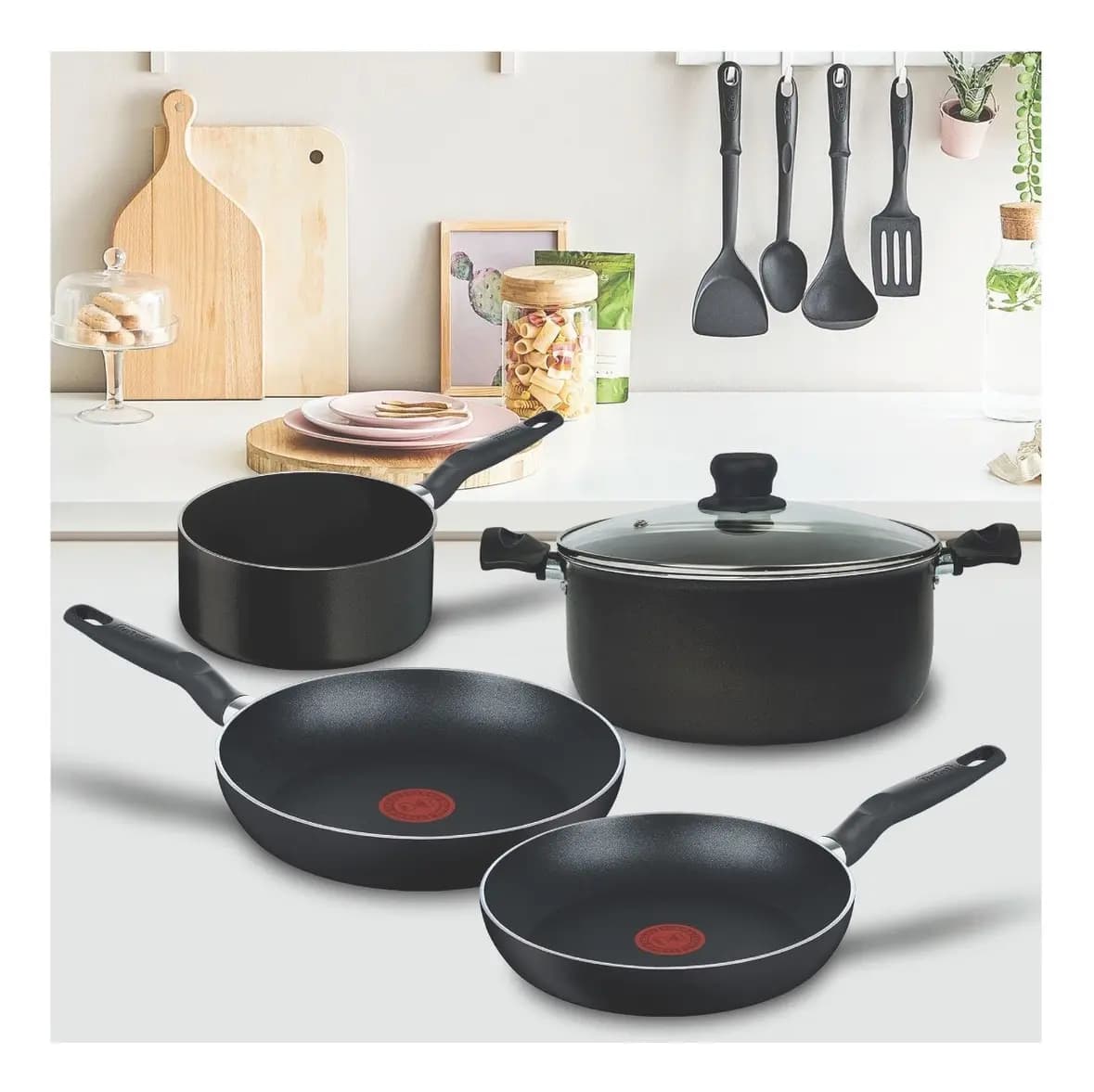 Batería de Cocina T-Fal Vital de 5 Piezas, Antiadherente 390900