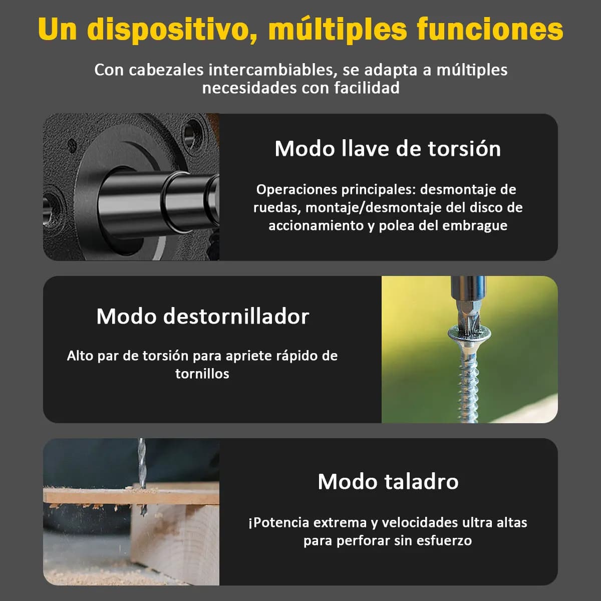 Hecelo Llave De Impacto Alto Torque 2 Batteries 1/2 Great Capacity | ¡incluye Kit De Enchufes De Regalo Y Maletín Plástico