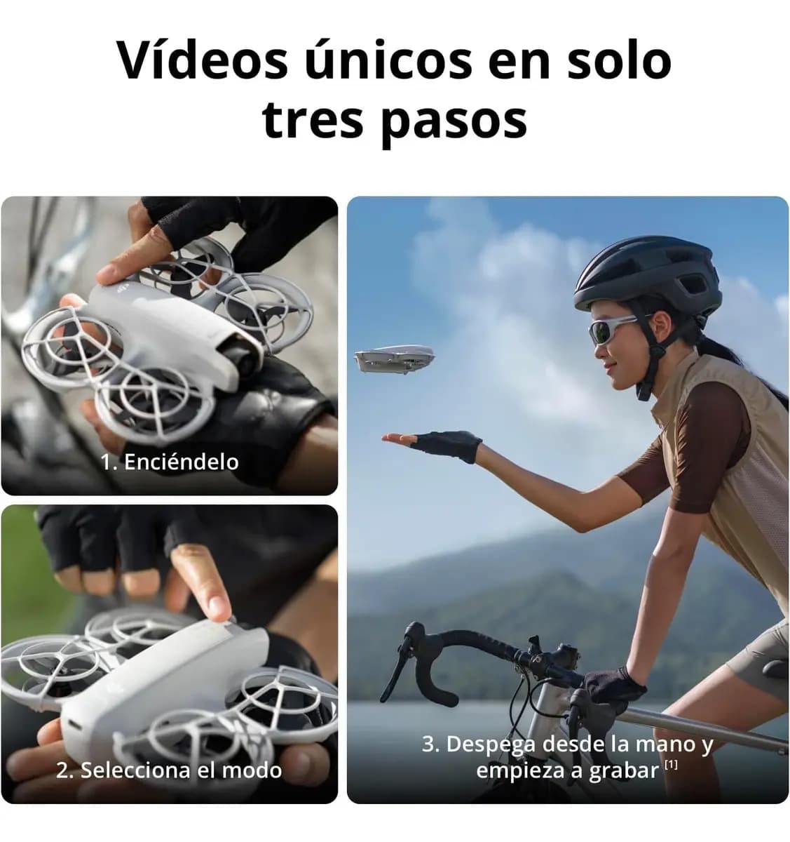 DJI Neo Cámara 4K UHD Drone mini 135g Seguimiento de objetivos. video estabilizado, protetor de hélices, sin control remoto