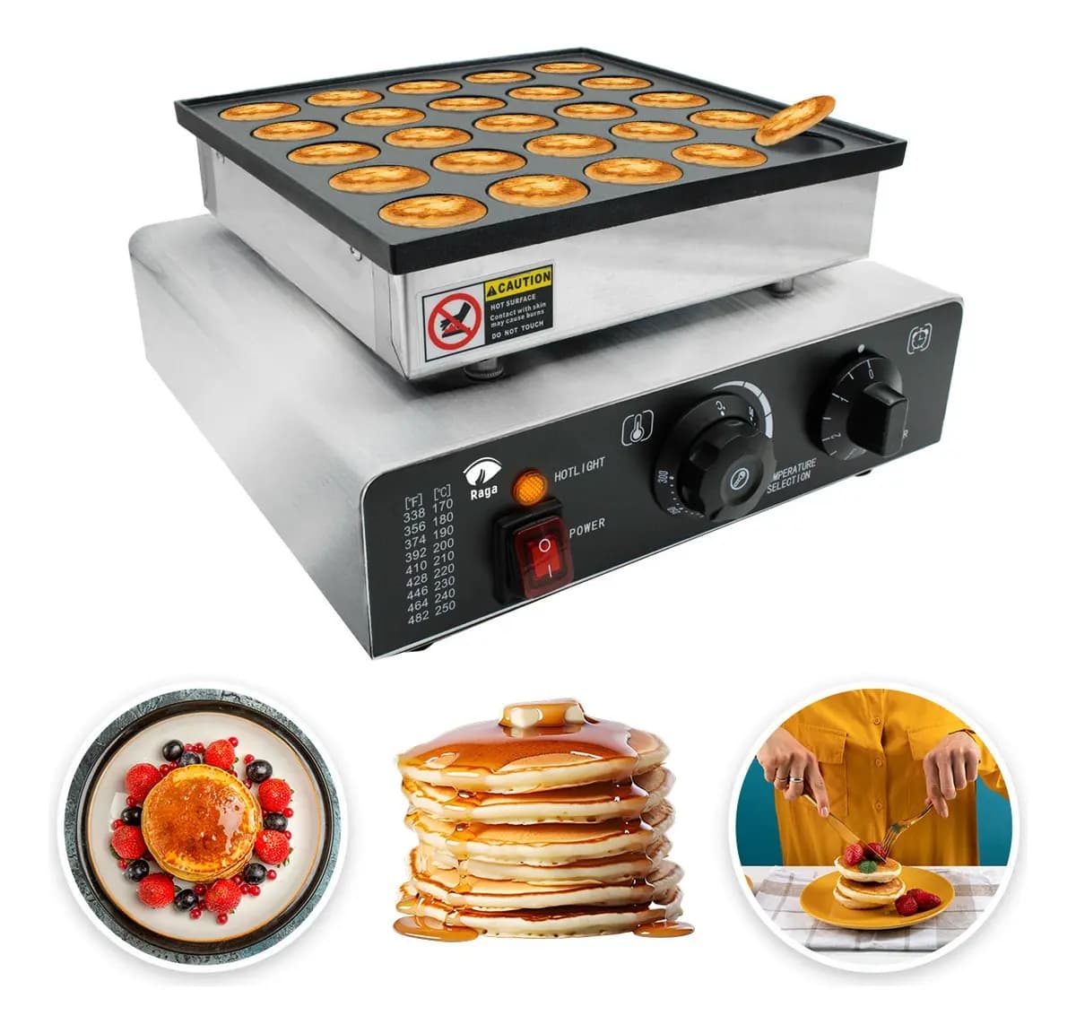 Máquina Industrial 25 Mini Hotcakes Panqueques Muffins Teflón 850W