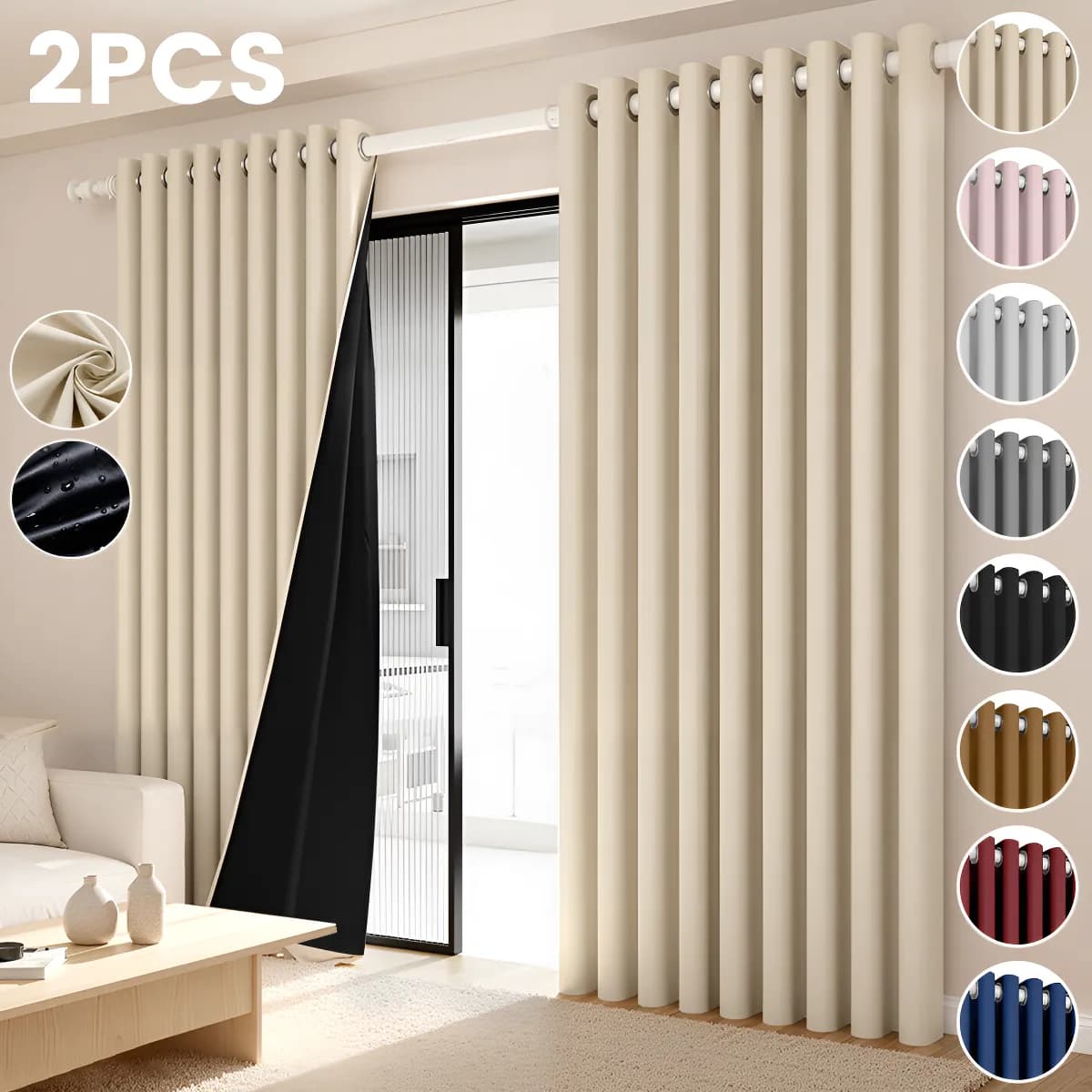 2 Panele Cortinas Blackout Para Ventana 264x214cm Habitacion