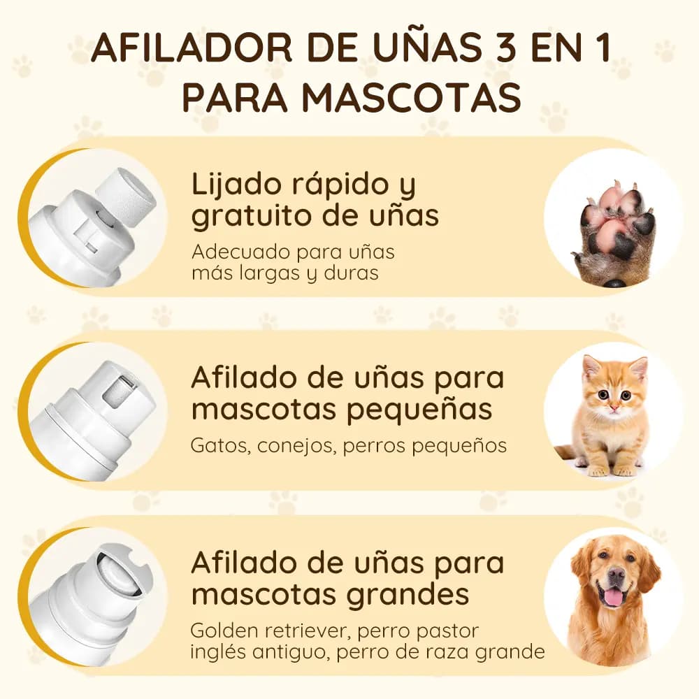 Lima Eléctrica GIEVULEO para Uñas de Perro, con USB y 3 Velocidades