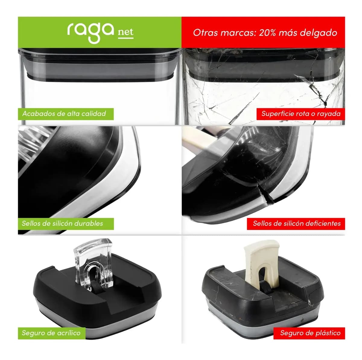 Recipientes Herméticos De Almacenamiento De Cocina Set 7 Pz.