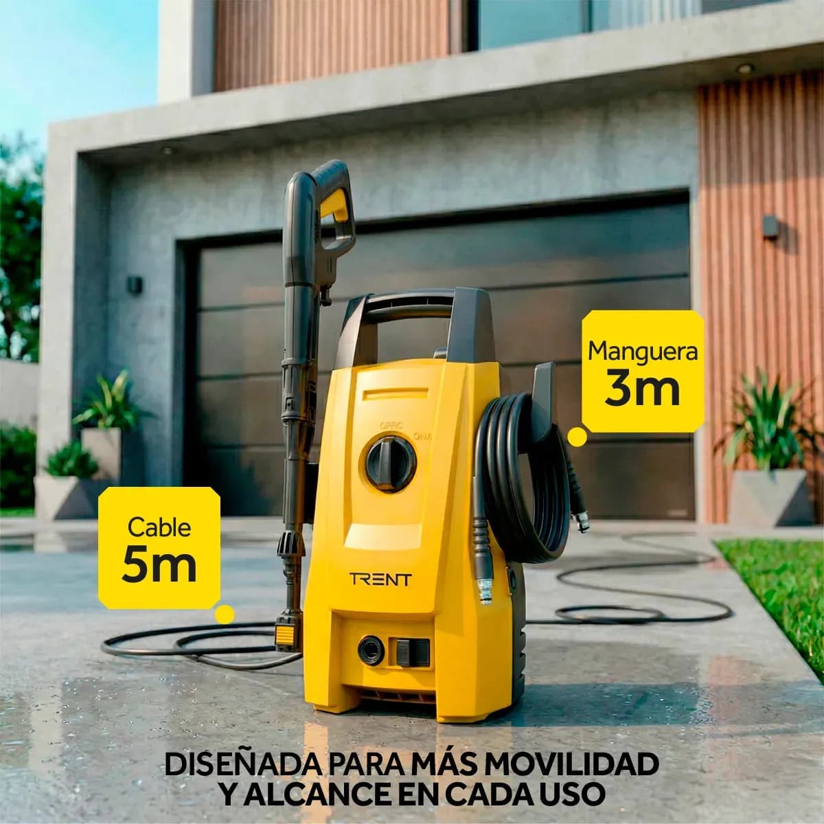 Hidrolavadora Electrica Portátil 1600 Psi 1200w Alta Presion Amarillo 60hz Para Lavar Carros
