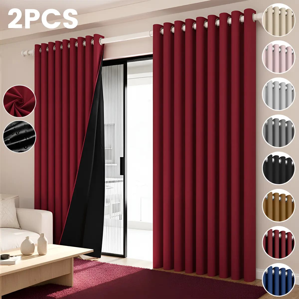 2 Panele Cortinas Blackout Para Ventana 264x214cm Habitacion