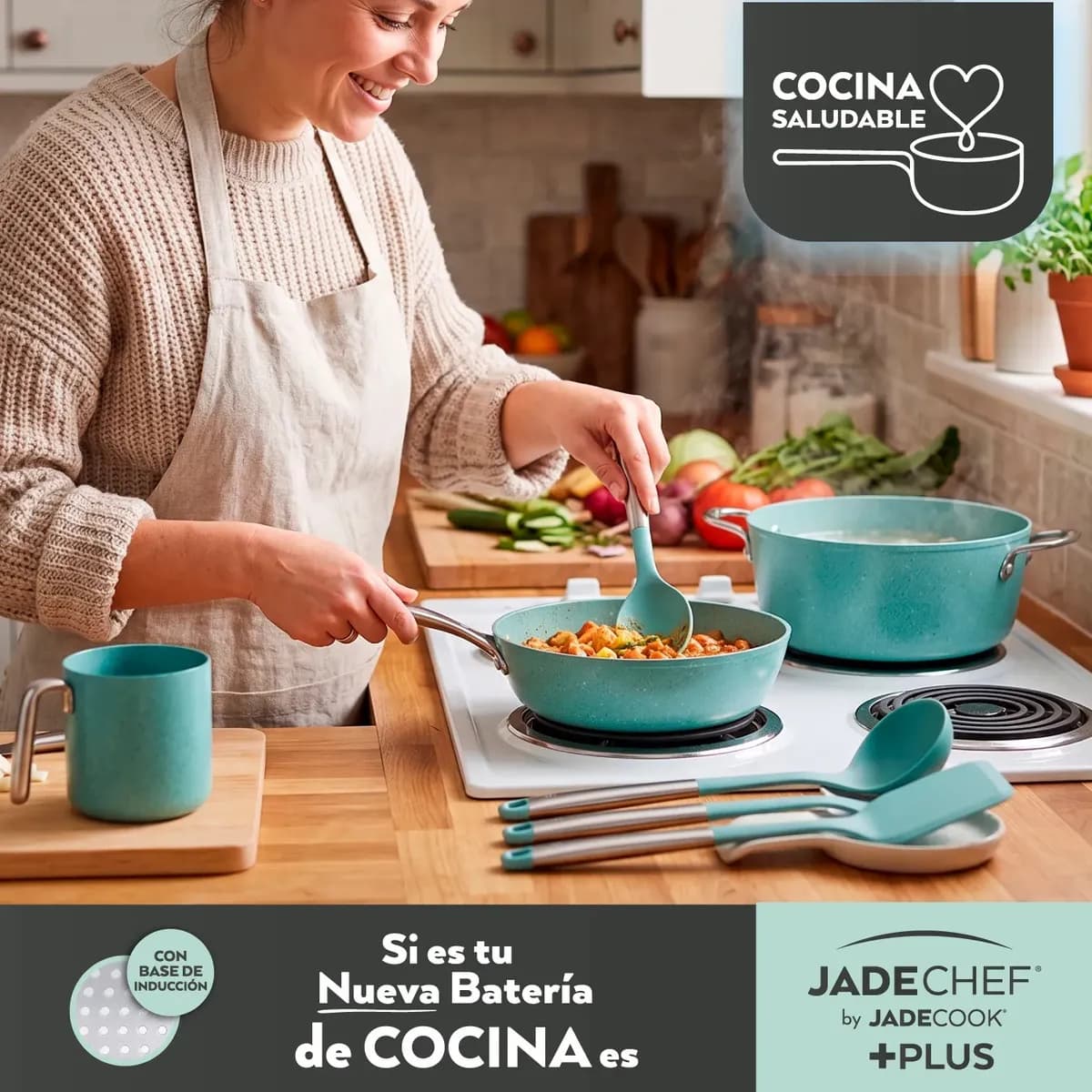 Batería De Cocina Jade Chef Plus con Utensilios 22 Piezas