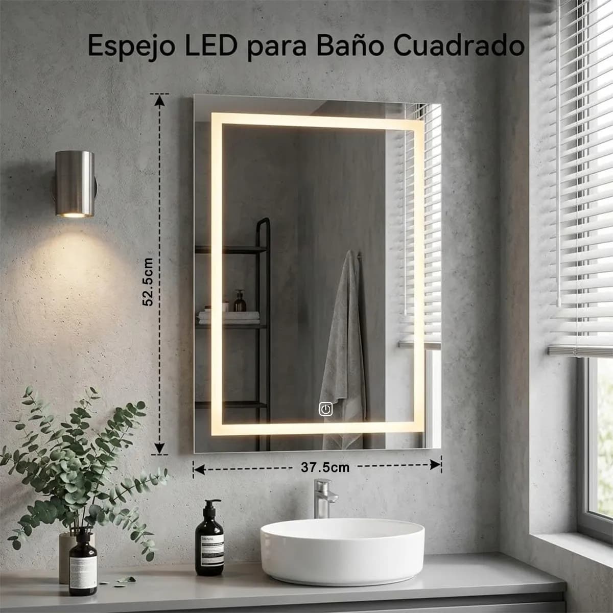 Espejo Luz Led Touch Pared Tocador Baño Vestidor   3 Luces