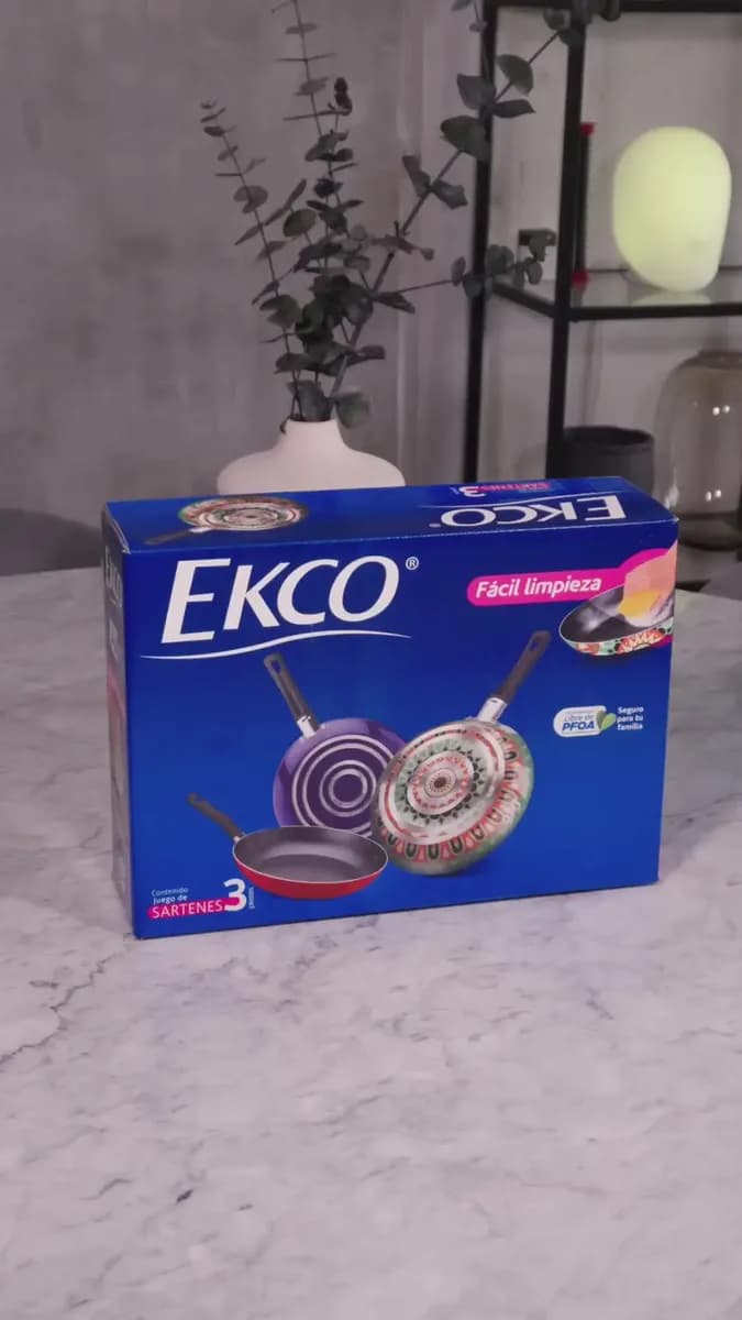 Juego de Sartenes con Antiadherente Ekco Verde/Azul de Aluminio 3 Piezas [18,20,24 cm]