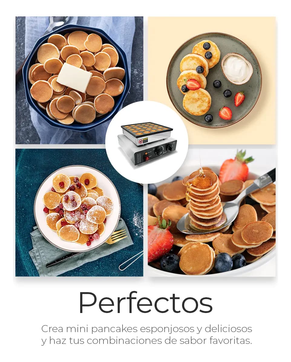 Máquina Industrial 25 Mini Hotcakes Panqueques Muffins Teflón 850W