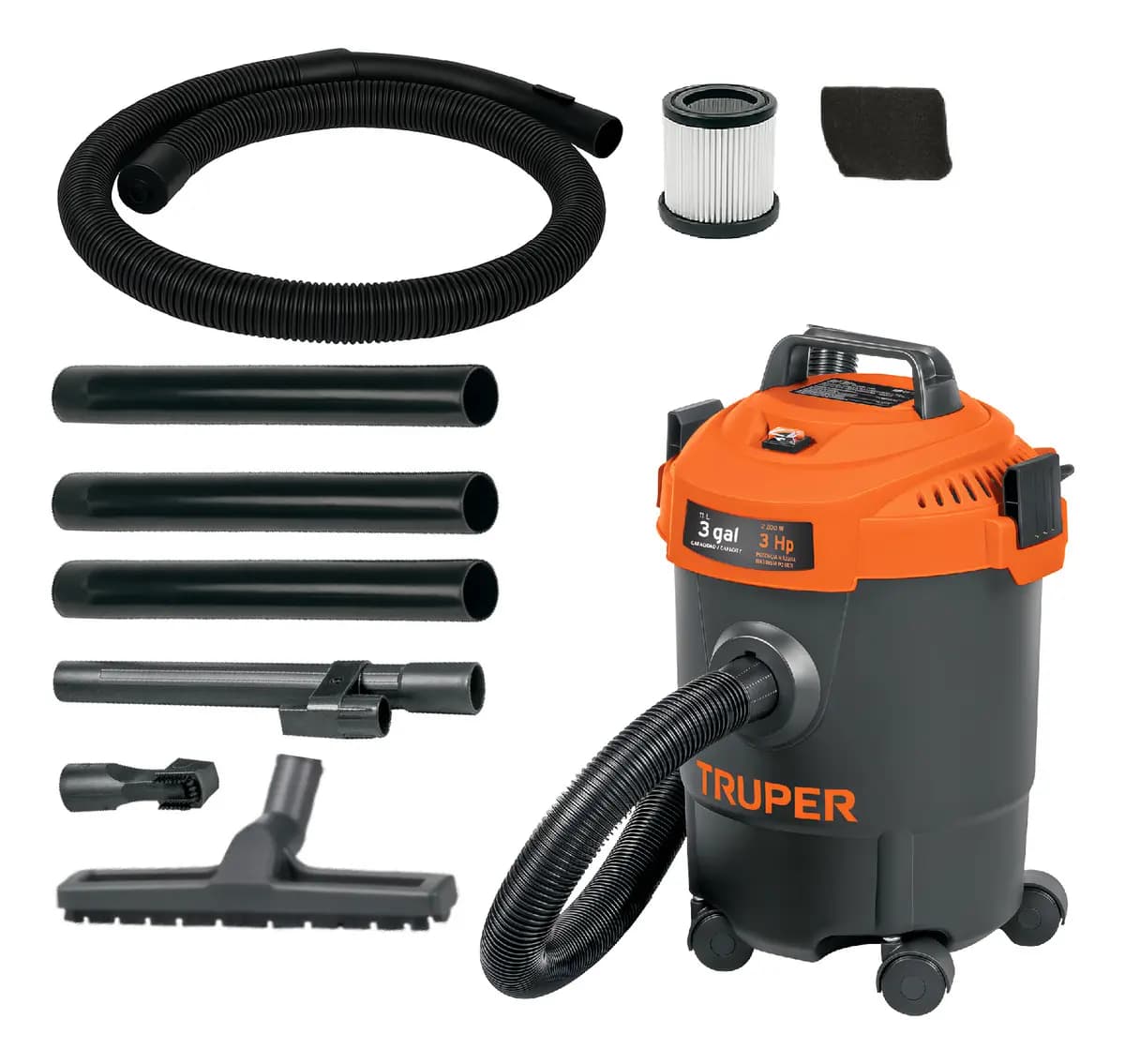 Aspiradora de sólidos y líquidos TRUPER, 3 HP, 3 Galones, ASP-03N