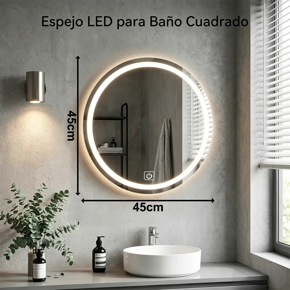 Espejo Decorativo Touch Para Baño Con Luz Led 3 Atenuaciones