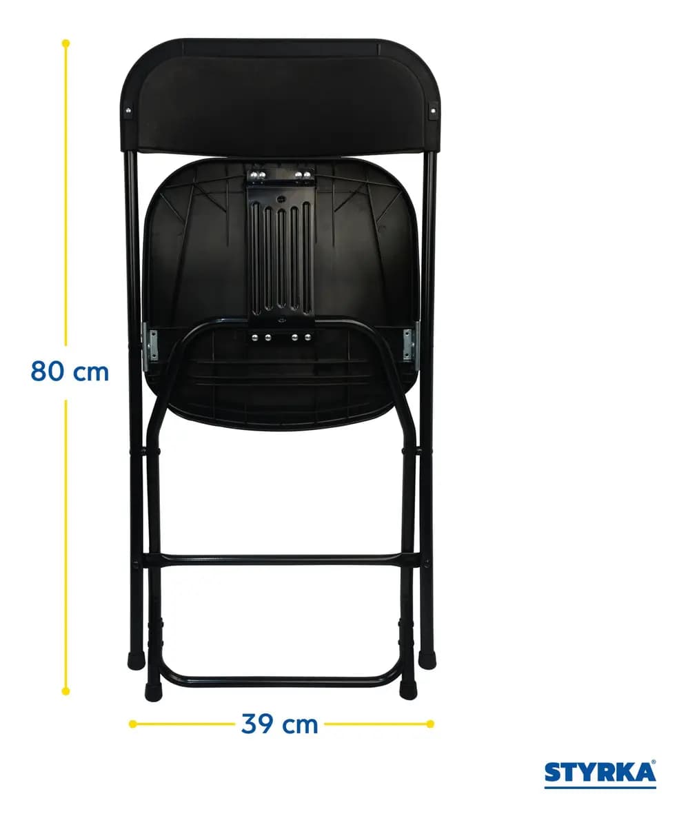 Set De 6 Sillas Plegables Plástico Reforzadas Styrka Negras Color Negro SIPL02