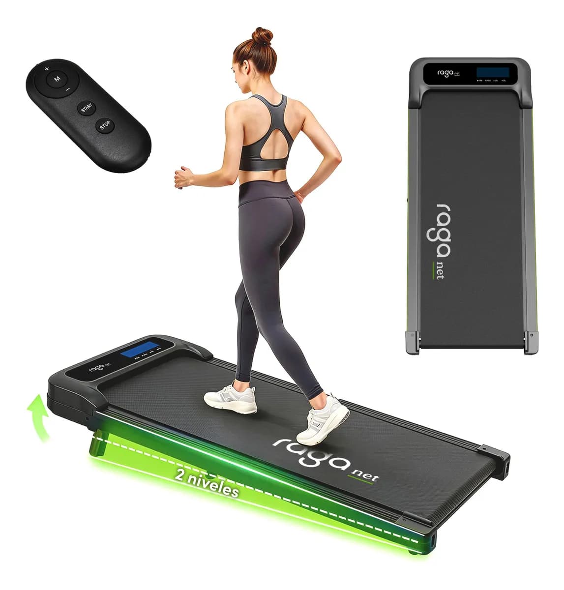 Caminadora Eléctrica 6 Km Walking Pad 2 Niveles Control Remo Negro