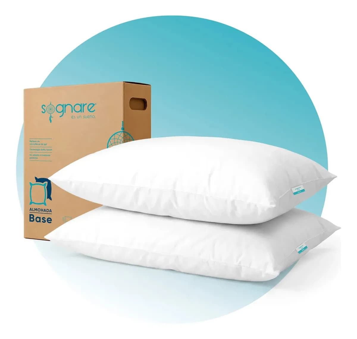 Sognare Tradicional 2 Pack Almohadas Estándar Semi Firme Línea Base color Blanco