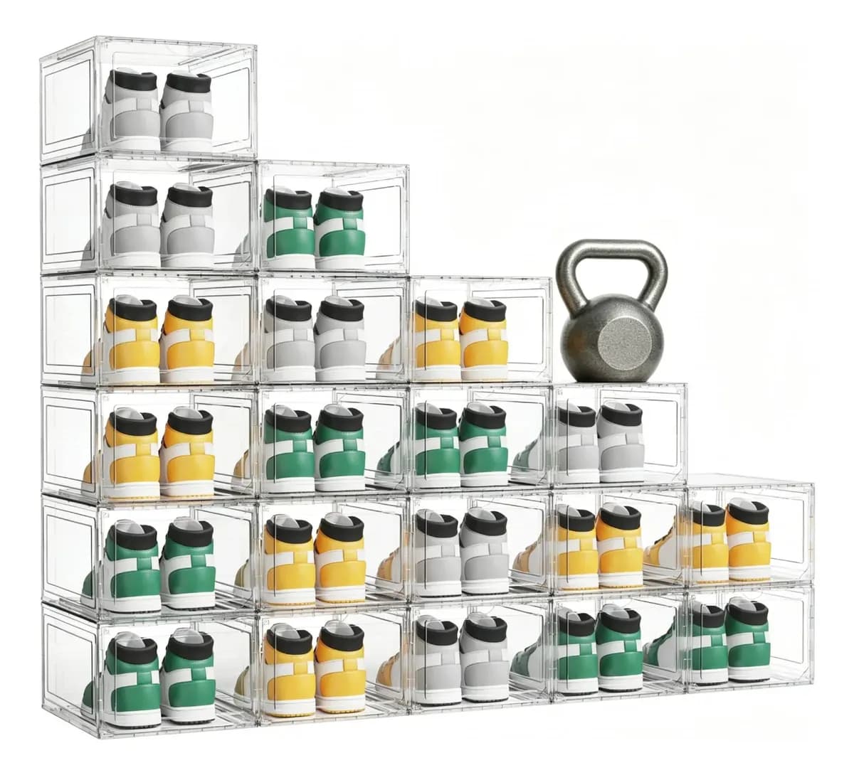 20 Cajas De Zapatos De Plástico Duro Transparente Apilable