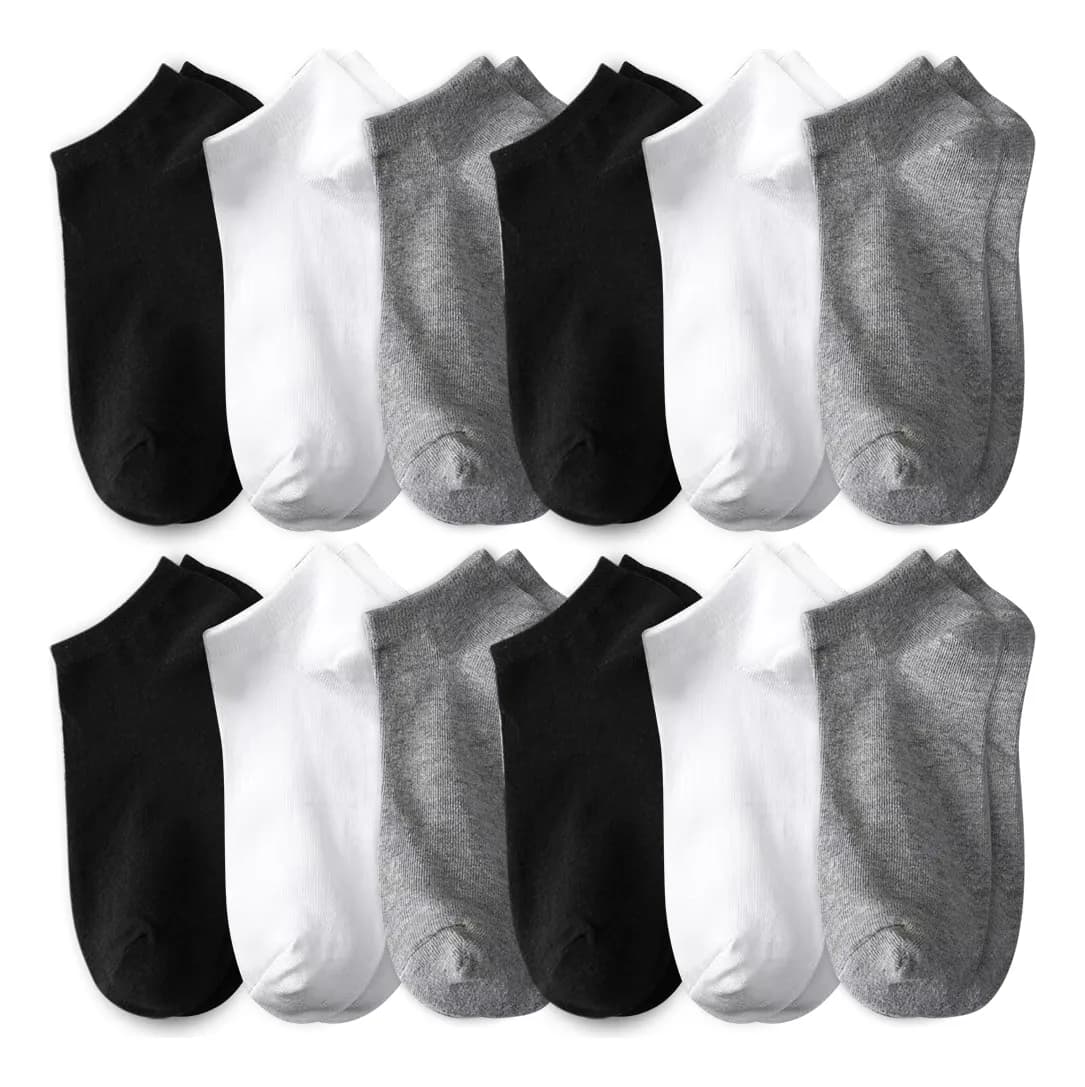 Calcetines Cortos Hombres Dama Unisex Cómodo 12 Pares